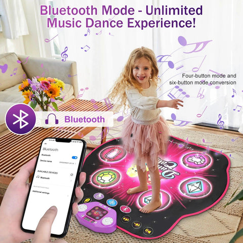 Outdoor Dance Mat for Kids | 27 Levels, LED Lights, Bluetooth, 5 Music Modes