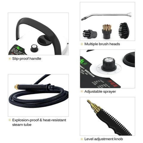 2500W Portable Steam Cleaner – High Temp Pressure Washer for Home & Car