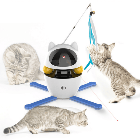 PawCraze 3-in-1 Cat Toy – Ball, Feather, Laser & Auto-Chase Fun!