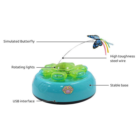 FlutterFly Interactive Cat Toy – Automatic Butterfly with Lights & Rechargeable Battery!