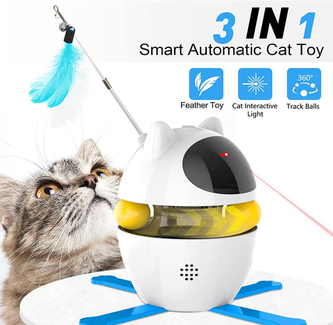 PawCraze 3-in-1 Cat Toy – Ball, Feather, Laser & Auto-Chase Fun!