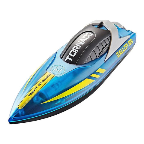 High-Speed RC Speedboat – LED Lights, Rechargeable, Waterproof, 2-Hour Run Time