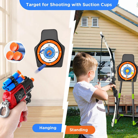 2X Bow & Arrow Toy Set for Kids – LED Archery, Suction Cup Stand